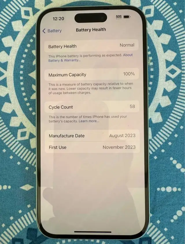 iPhone 15 green 100% battery