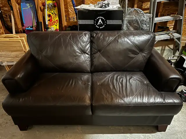Leather love seat