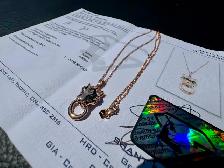 #860 - 14kt Rose Gold, EFFY Panther Diamond Necklace 16-18" - Photo 4