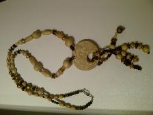 BEAU COLLIER NEUF UNIQUE BEIGE, BRUN GOLD DE 18'DE HAUT: $5.00 - Photo 2