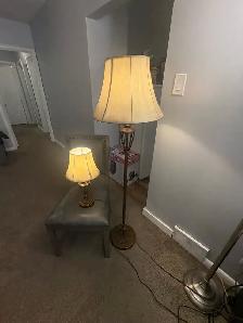 Free delivery used Vintage Brass Table Lamp and Floor Lamp Set