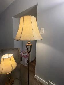 Free delivery used Vintage Brass Table Lamp and Floor Lamp Set - Photo 4