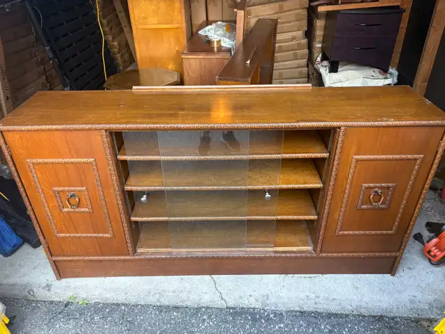 Free delivery used Vintage Wooden dresser  with Glass Doors