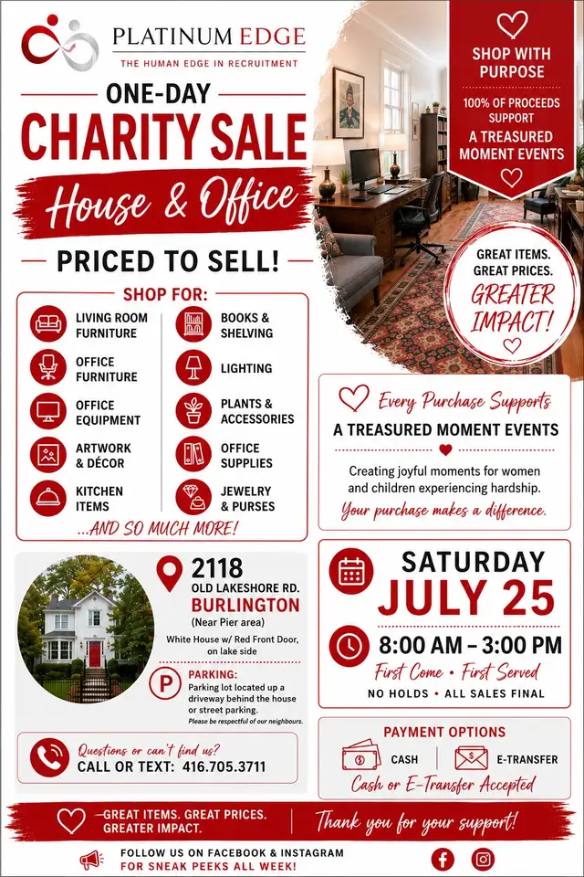 One-Day Charity House & Office Sale - Burlington
