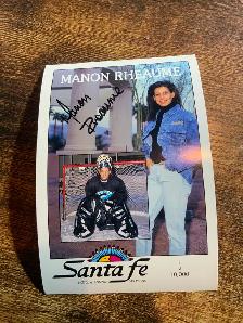 Manon Rhéaume autographed card. Las Vegas hotel promo.