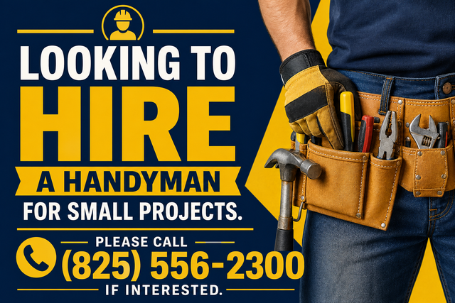 Looking to hire handyman for small projects.