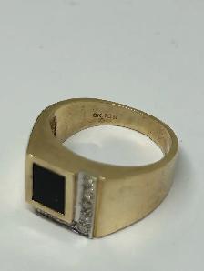 10k Men’s Onyx Diamond Ring - Photo 4