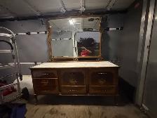 Free delivery used Antique marble Dresser with Mirror - Photo 2