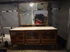 Free delivery used Antique marble Dresser with Mirror - Photo 3