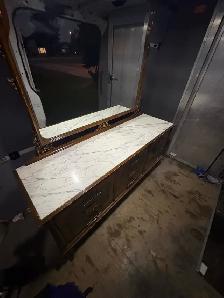 Free delivery used Antique marble Dresser with Mirror - Photo 5