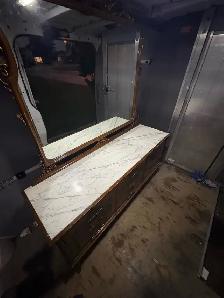 Free delivery used Antique marble Dresser with Mirror - Photo 6