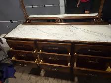 Free delivery used Antique marble Dresser with Mirror - Photo 8
