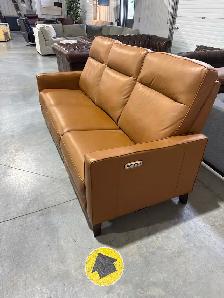 Tan leather power reclining sofa - Photo 2
