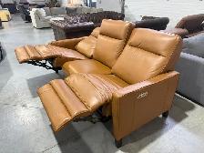 Tan leather power reclining sofa - Photo 3