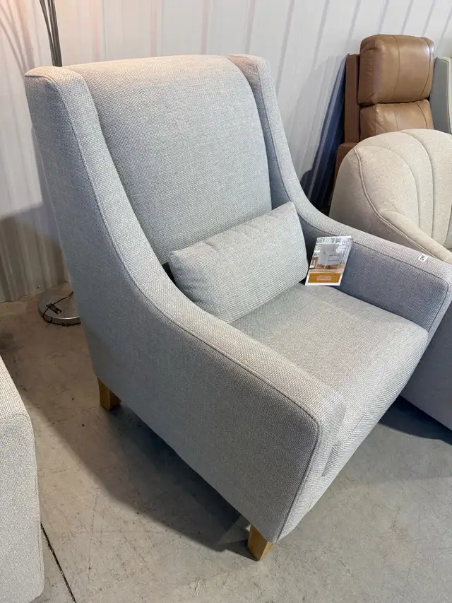 Grey fabric accent chair