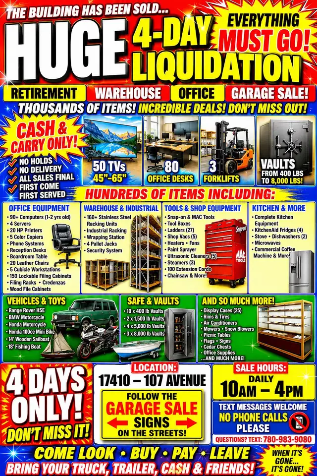 warehouse retirement sale