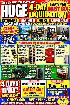 warehouse retirement sale