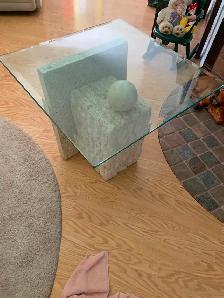 STONE & GLASS COFFE AND END TABLE SET - Photo 3