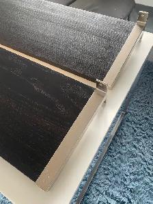 2 Ikea 37 1/2' X 11 1/2' shelves, brown wood & Aluminum Brackets - Photo 2