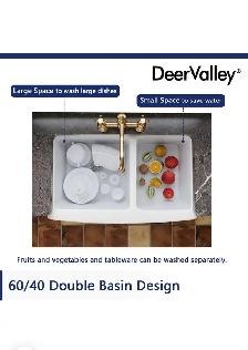 DEERVALLEY DV-1K705 FARMHOUSE KITCHEN  SINK 33-INCH DOUBLE BOWL - Photo 3