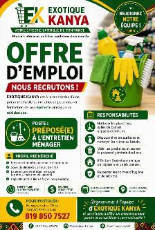 Offre d'emploi : Entretien ménager
