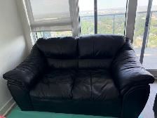 Black Leather Couch - Photo 2