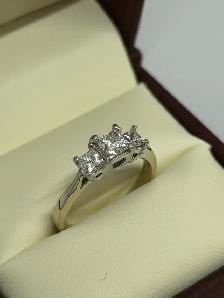14k  Three-Stone Princess-Cut Diamond Ring - Photo 3