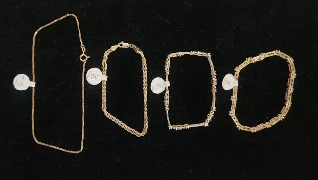 14k / 10k Solid Gold Bracelets: Diamonds, Amethyst 4 Available