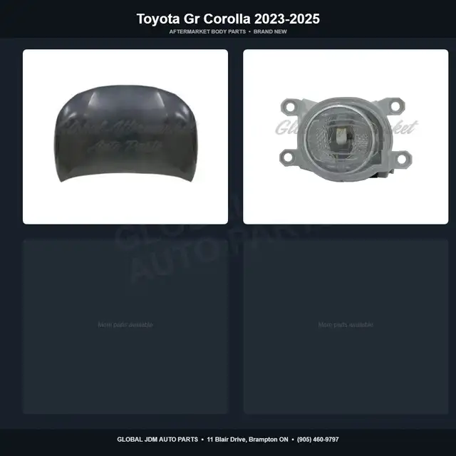 Toyota Gr Corolla 2023-2025 Hood Fender Aftermarket Bumper