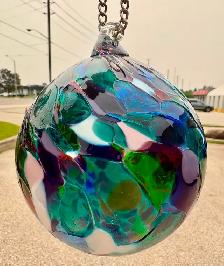 Hand-Blown Glass Ornament Ball (w Multicolored Abstract Pattern) - Photo 2