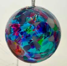 Hand-Blown Glass Ornament Ball (w Multicolored Abstract Pattern) - Photo 3