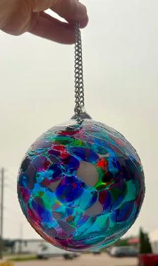 Hand-Blown Glass Ornament Ball (w Multicolored Abstract Pattern) - Photo 5