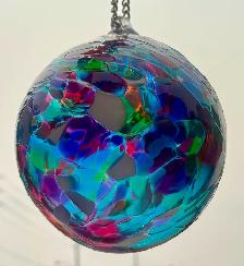 Hand-Blown Glass Ornament Ball (w Multicolored Abstract Pattern) - Photo 6