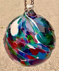 Hand-Blown Glass Ornament Ball (w Multicolored Abstract Pattern) - Photo 7