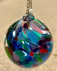 Hand-Blown Glass Ornament Ball (w Multicolored Abstract Pattern) - Photo 8