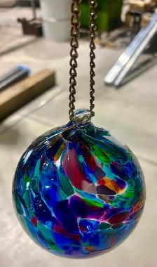 Hand-Blown Glass Ornament Ball (w Multicolored Abstract Pattern) - Photo 9