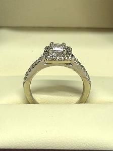 Princess-Cut Diamond Halo Engagement Ring – 14K White Gold - Photo 4