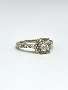 Princess-Cut Diamond Halo Engagement Ring – 14K White Gold - Photo 6