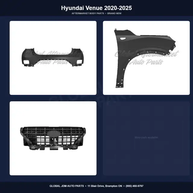 Hyundai Venue 2020-2025 Hood Fender Grille Bumper Absorber