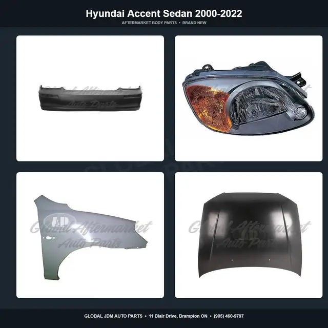 Hyundai Accent Sedan 2000-2022 Hood Grille Fender Mirror