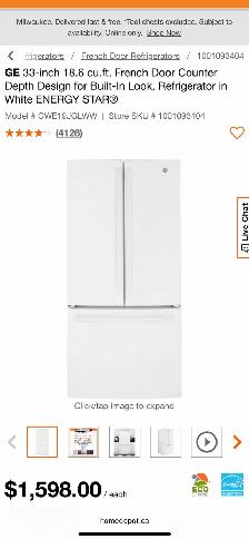 NEW 33" GE Counter Depth Fridge internal Water & Ice (18.6 Cu.Ft - Photo 10