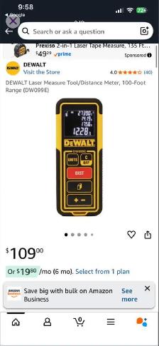 Dewalt 100’ laser distance measure - Photo 2