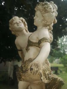 Vintage Beautiful Marwal Chalkware Cherub Pair Statue - Photo 4