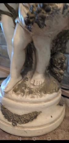 Vintage Beautiful Marwal Chalkware Cherub Pair Statue - Photo 9