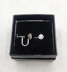 18k White Gold Screw Back Earrings with Diamonds