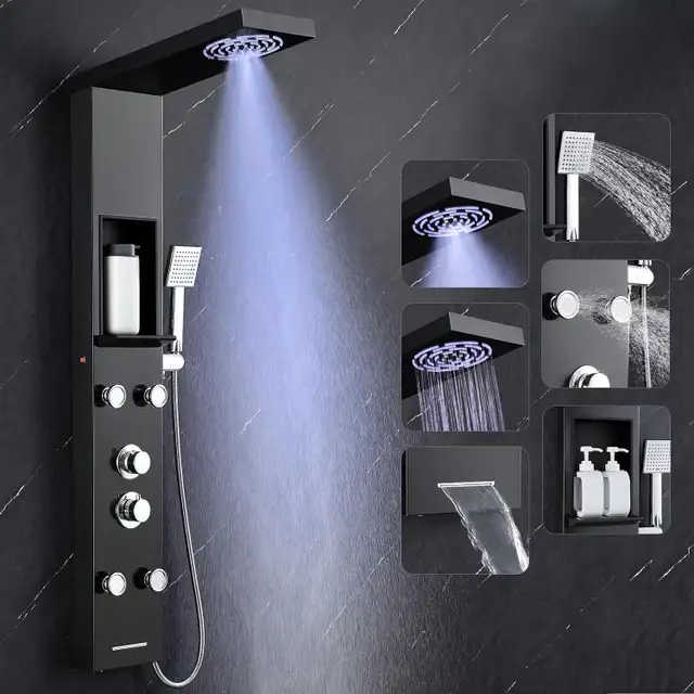 Brand New Sealed Black Rainfall Shower Tower Column For Sale
