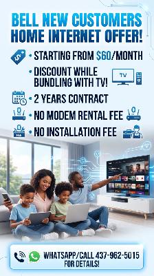 Bell New Customers Home Internet Offer