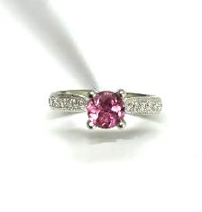 14k white gold pink tourmaline Diamond Ring - Photo 2