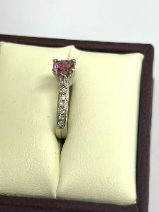 14k white gold pink tourmaline Diamond Ring - Photo 4