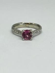14k white gold pink tourmaline Diamond Ring - Photo 6
